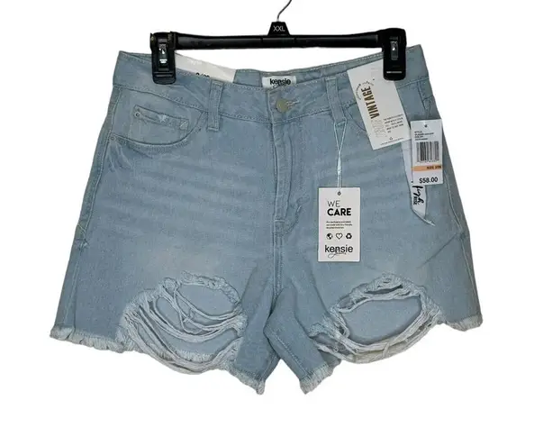 Kenzie Women Jeans True Vintage Denim Shorts Cut Off Ram Hem High Rise 2/26 NWT Blue Size 6