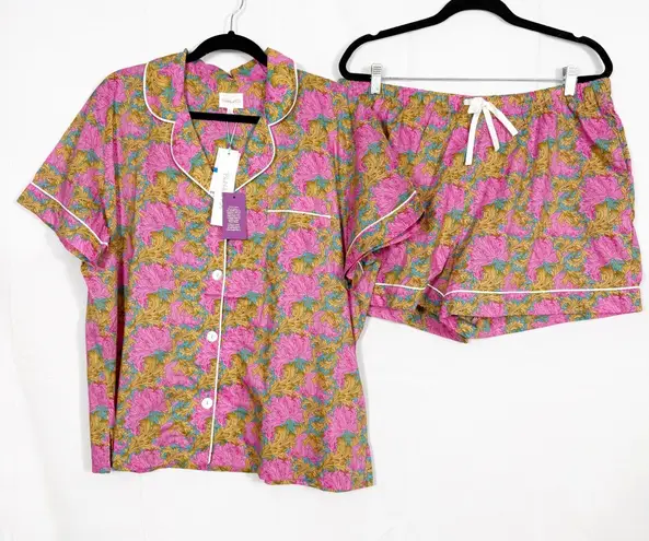 BedHead PJ’s Pajamas X Liberty Fabrics Two (2) Piece Set Top Shorts Woven Cotton Size XL