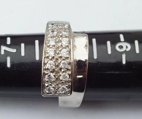 Charming Women's Silver CZ Ring With Wrap Around Design, Size 8