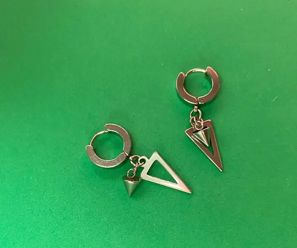 Titanium Steel Spike Dangle Drop Earrings for Men Women,Punk Hip Hop Earrings Silver