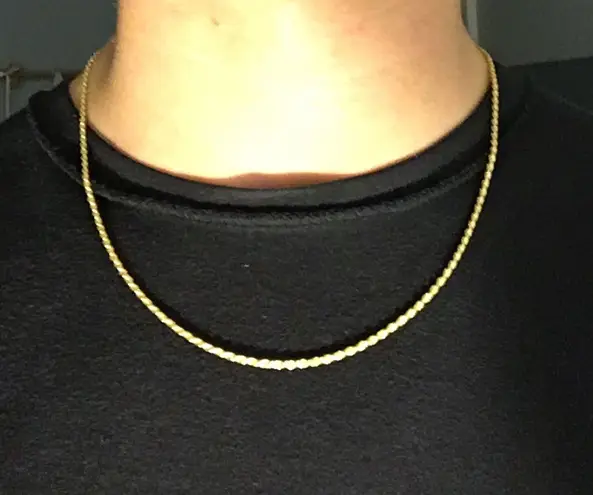 Gold Chain Rope Chain 20in 2mm And Jesus Piece .925 Italy