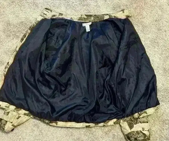 100% Silk Tan Leopard Abstract Anna & Frank Bomber Jacket Size Medium Vintage