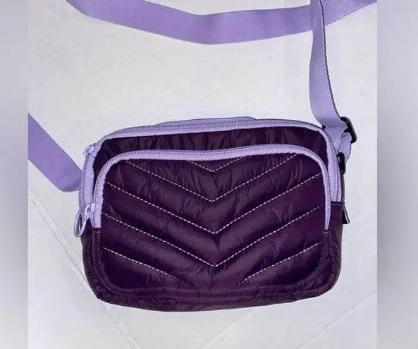 Lands End QUILTED CROSSBODY HANDBAG Purple DUAL POUCH Zipper Close Ultra Light