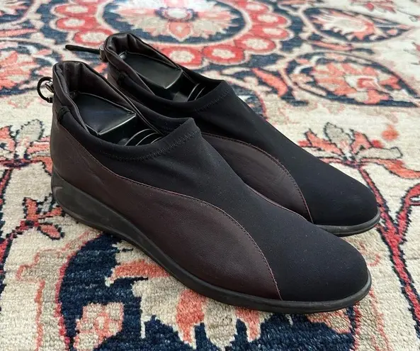 Arche Two Tone Leather Slip Ons Black Size 9.5