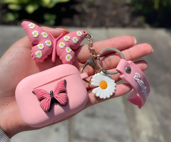 Pink Butterfly Charm AirPod Pro Case
