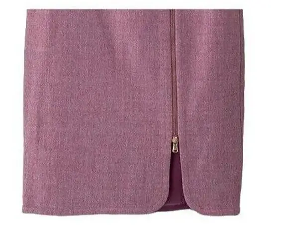 J.Crew  Wool A Line Zip Up Closure Pullon Pencil Midi Skirt Slit 2P Purple #2144 - Image 10