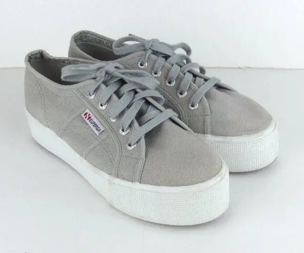 Superga  2790 Platform Sneakers Womens 7US Gray Canvas Cotton Lace Up