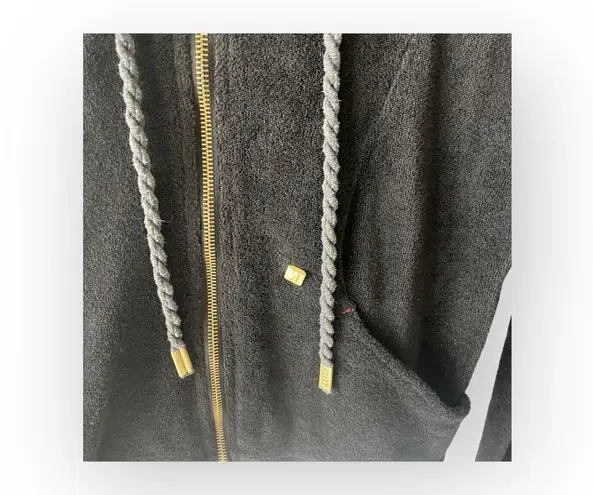 Y2K: new Kritik Nola Terry Juicy Zipper Kangaroo Pocket Hoodie Black L Size L