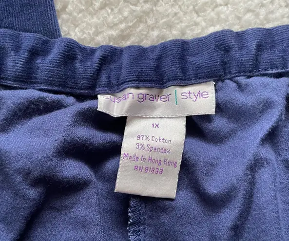 Susan Graver Vintage Navy Corduroy Pants A63109 Size 1X Cotton and Spandex