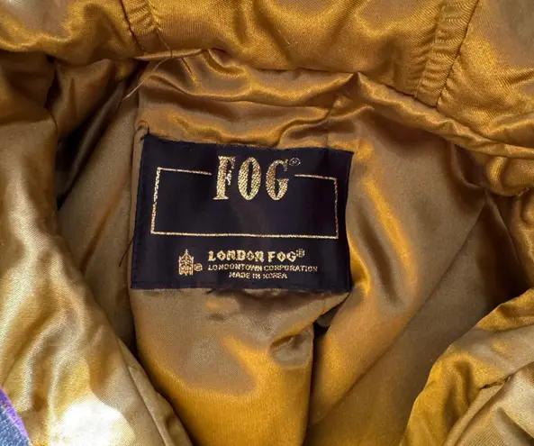 London Fog Vintage Black Gold Velvet Quilted Toggle Button Paisley Bird Jacket