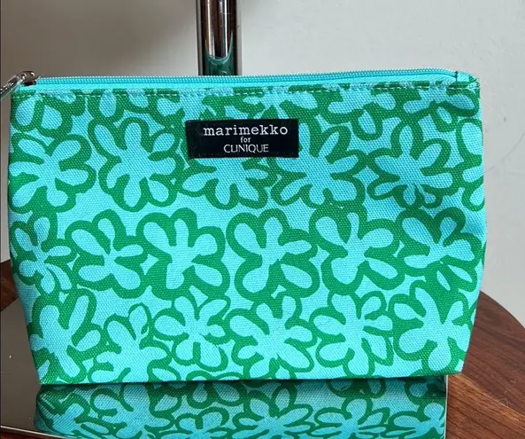 Marimekko Green and Blue Cosmetic Bag with Floral Design