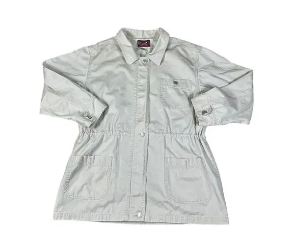 Denim & Co . Casual Utility Jacket Lightweight Cotton Blend Off-White