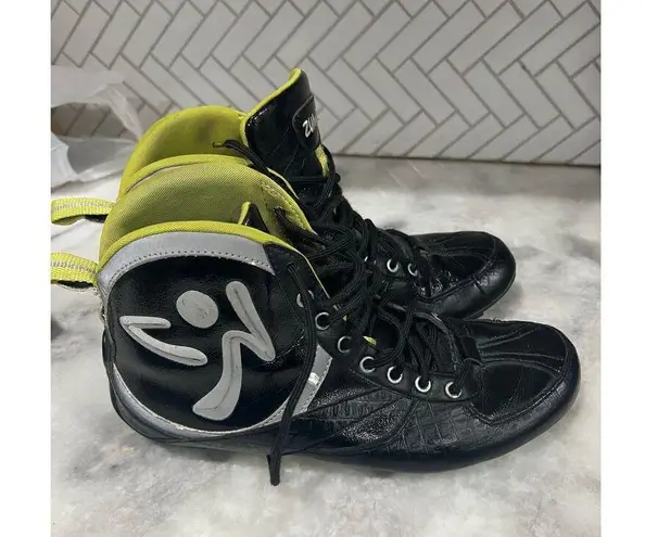 Zumba Fitness High Top Dance Sneakers Black Neon Yellow Women’s Size 7