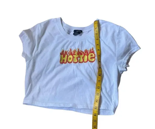 Rue 21  y2k embroidered flame hottie baby crop tee