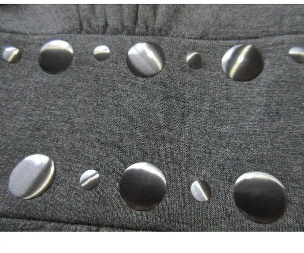 David Meister Heather Gray Silver-toned Disc Trim Jersey Fit & Flare Dress 6