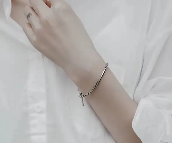 Boutique NEW Box Chain Bracelet, Hook Clasp, Minimalist 925 Sterling Silver
