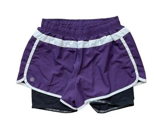 Athleta  Women's Purple Hana 2 in 1 Shorts Athletic‎ Running Biker Shorts Size XS