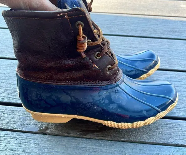 Sperry  Duck Boots in Brown and Navy - Image 4