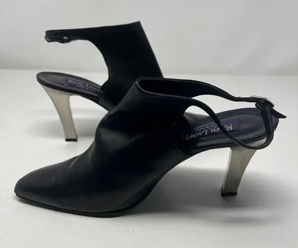 Ralph Lauren Collection Purple Label Leather Slingback Heels Size 10 Black