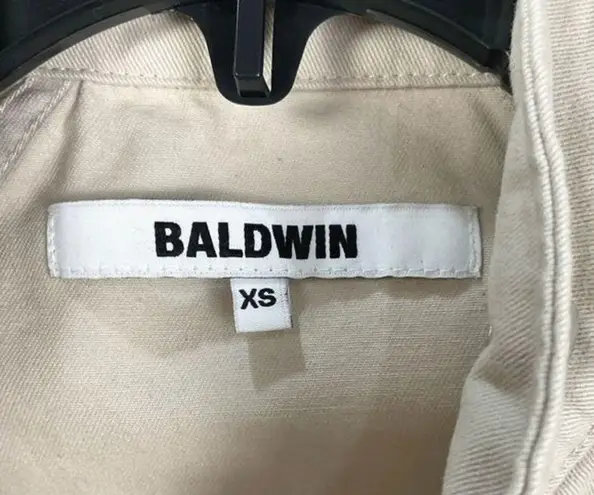 Baldwin Long Utility Jacket in Stone Ladies Sz XS Khaki Neutral Coat Cotton