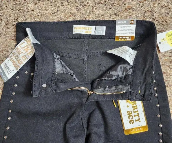 Celebrity Ace Women's Shorts Black Studded Denim Size Teens 1/25