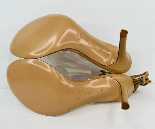 Gianvito Rossi Plexi PVC Leather Thong Heel Wraparound Sandals Size EU 36.5