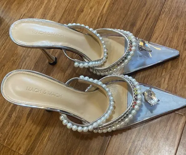 Mach & Mach  Diamond of Elizabeth Imitation Pearl Pointed Toe Mule size 39.5 thumbnail 4