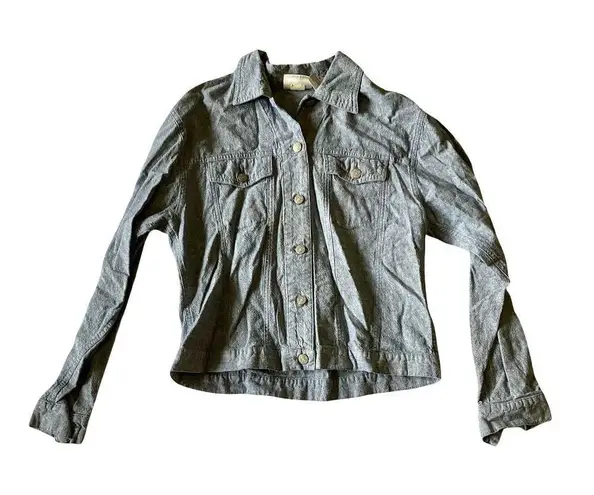 Bill Blass 90s Linen Blend Trucker Jacket