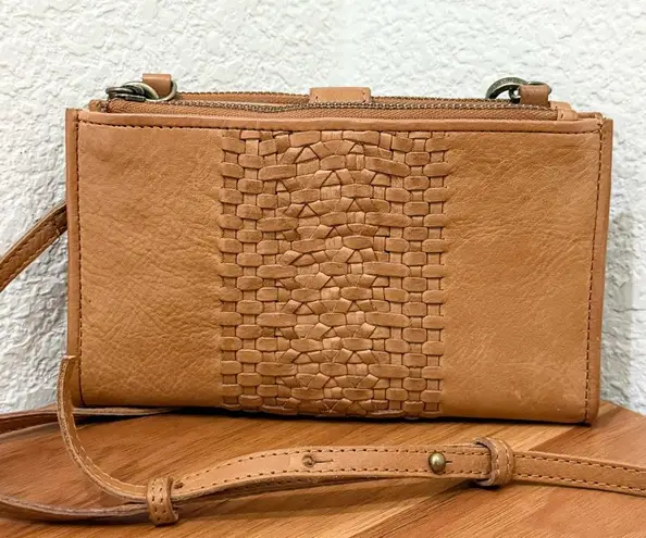 Unbranded TJMAXX Brown 100% Genuine Leather Multifunction Wallet Crossbody Bag