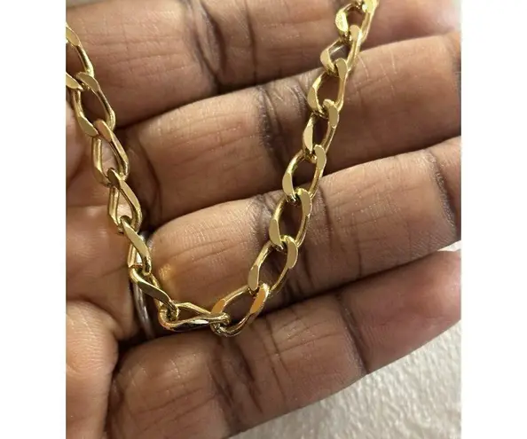 Vintage Gold Tone Curb Link Chain Necklace Signed M