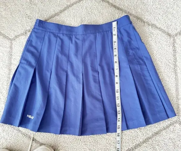 Head Vintage Pleated Tennis Skirt Blue Logo Detail Preppy Country Club