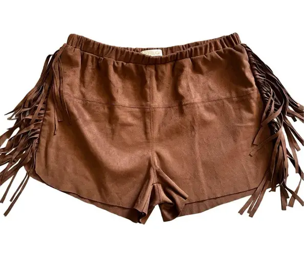 GB Gianni Bini Faux Suede Shorts MEDIUM Fringe Western Cowgirl Pull On Casual