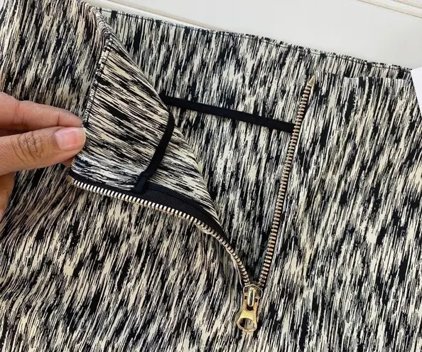 Sandro Cream & Black Silk Pencil Skirt Size 3