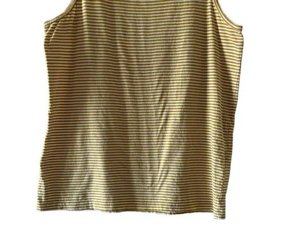 Pact Softspun Striped Crew Neck Organic Cotton Tank Mustard White SZ S #2133 Yellow