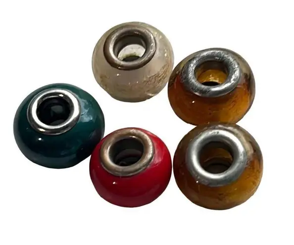 5 Pieces Vintage Glass Beads Charm Jewelry Accessories Blue