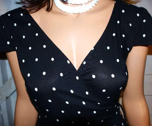 Hollister Black White Polka Dot Wrap Romper XS