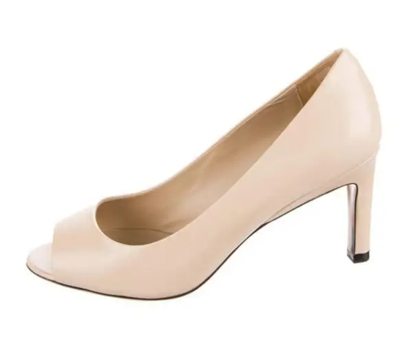 Max Mara Nude Leather Open Toe Heels EU Size 39