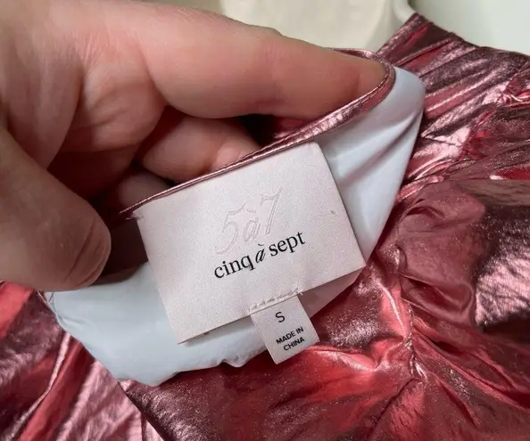 Cinq à Sept Foil Theo Top tea rose metallic pink sz S