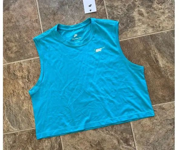 Nike  Club Sleeveless Crop Logo Tee Dusty Cactus Size Medium