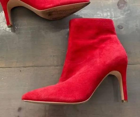 Leith  Red Macee Suede Ankle Booties Sz 9.5 thumbnail 1