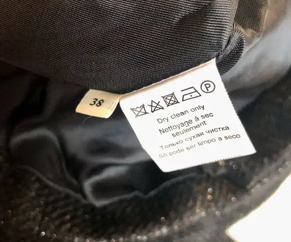 By Malene Birger Tweed Blazer Black Jacket Chic Metallic Gold Flecks Zip Front 8