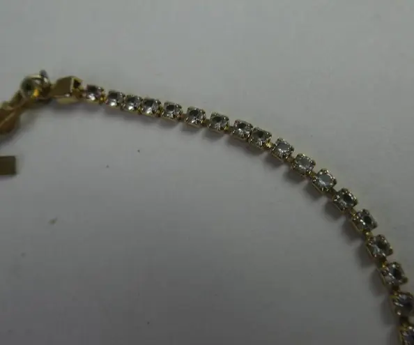 Monet  Vintage Gold Tone Delicate Clear Rhinestone Tennis Bracelet Sparkly Retro