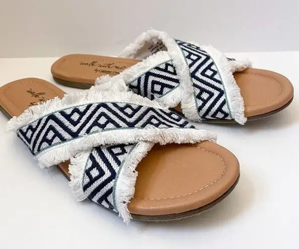 Coldwater Creek Walk With Me by Geometric Fringe Slide Sandals 9M