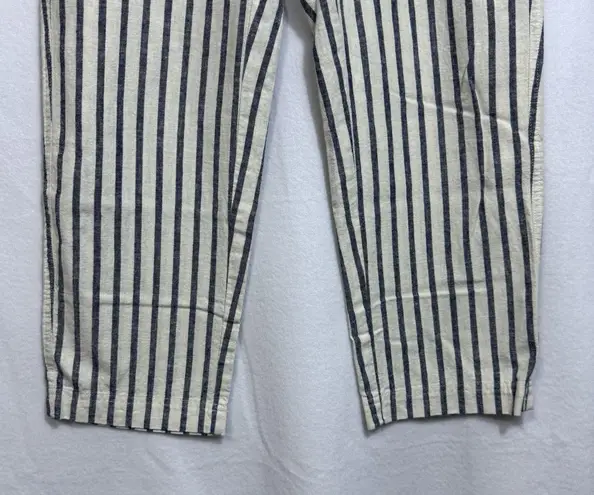J.Crew Tie Waist Seaside Cropped Navy Stripe Pull On Pants Women's Size S AY652 Blue