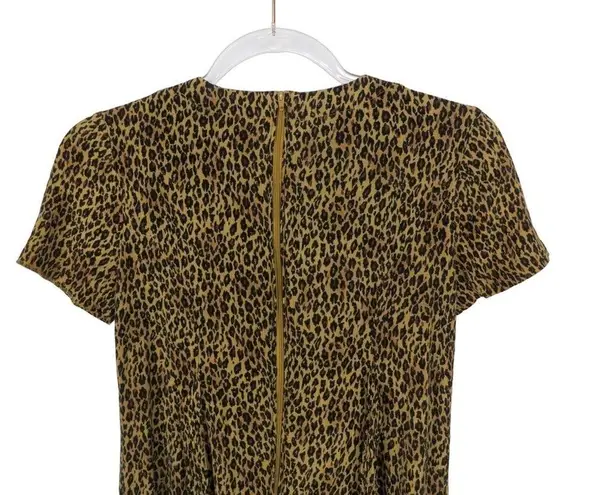 Just in Thyme 1990s Leopard Print Short Sleeve Casual Mini Dress Size 4 Small Brown