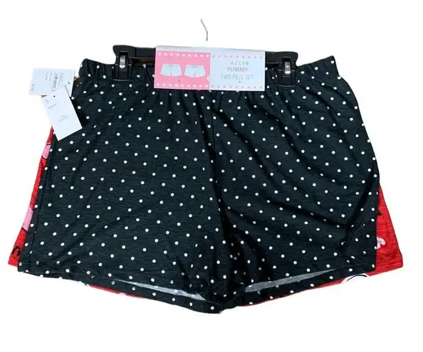 Nordstrom Heart Pajama Shorts Two Piece Set  XL Black White Polka Dot Valentines Gift NEW