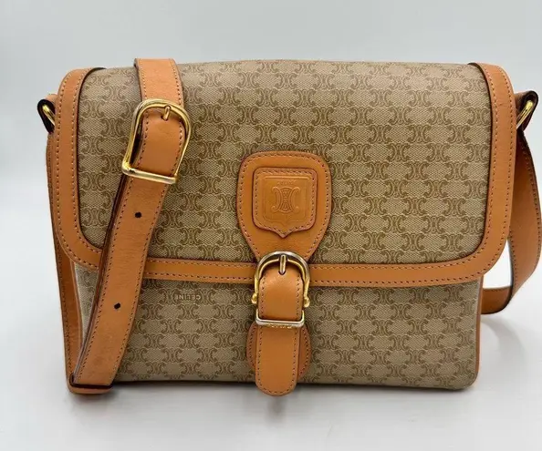 Celine Macadam Coated
Canvas Crossbody Bag Tan