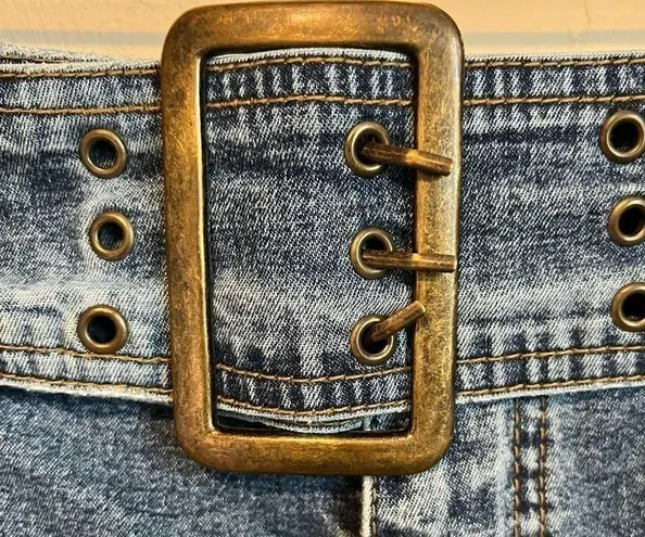 Zana Di Vintage Y2K 90s Belted Denim Mini Skirt