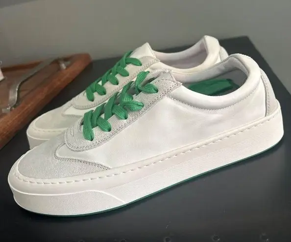 The Row Marley Suede Paneled Leather Sneakers Milk White Womens Size 35 5