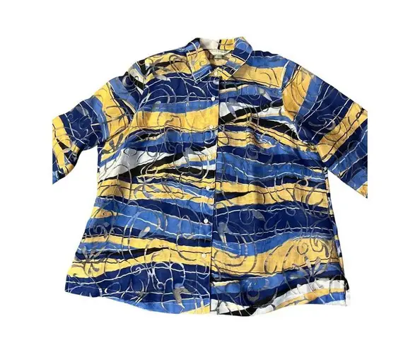 Allison Daley Women’s Blouse 22W | Abstract Print 3/4 Sleeve Button-Down